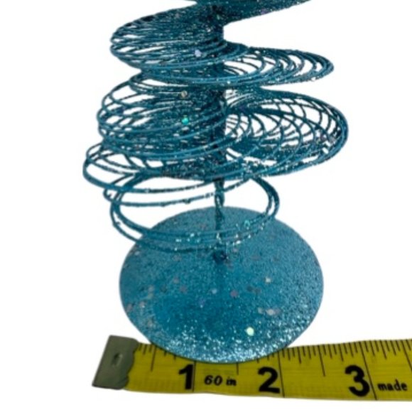 🌸6/$20🌸 Like new Whimsical Turquoise Glittered Table Christmas Tree - Picture 8 of 13